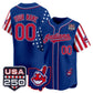 Custom Cleveland Indians Royal America 250 Edition Vapor Premier Limited Jersey - All Stitched Baseball Jersey