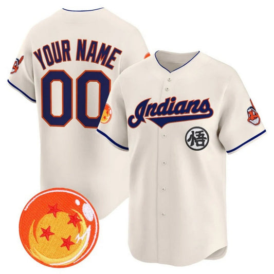 Custom Cleveland Indians x Dragon Ball Cream Vapor Premier Limited Jersey - All Stitched Baseball Jersey
