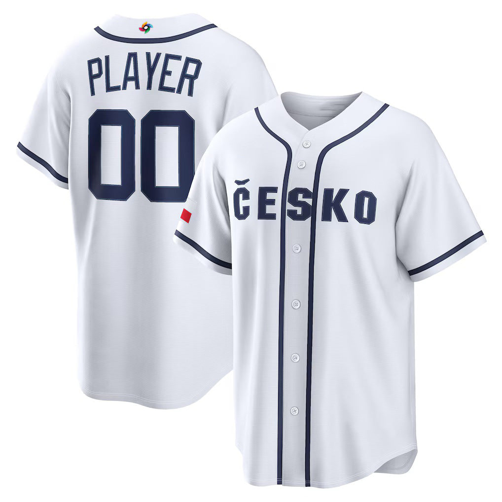 Custom Czech Republic Baseball 2026 World Baseball Classic Home Pick-A-Player Jersey - White Baseball Jersey Puhics