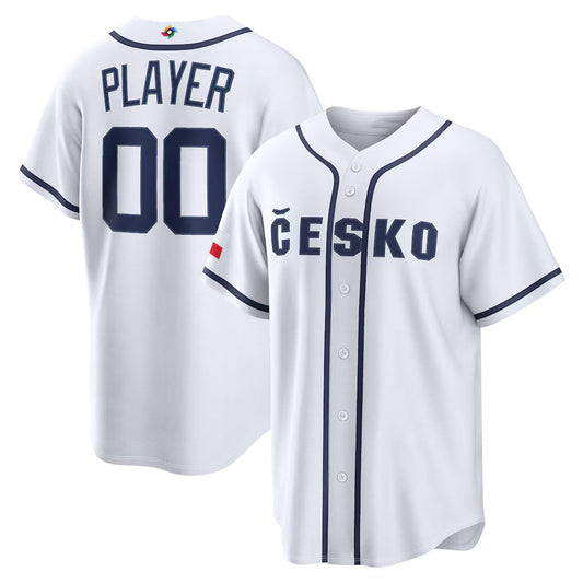 Custom Czech Republic Baseball 2026 World Baseball Classic Home Pick-A-Player Jersey - White Baseball Jersey Puhics