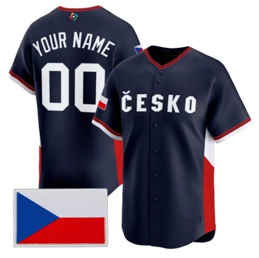 Custom Czech Republic Baseball Navy 2026 World Baseball Classic Stitched Baseball Jersey