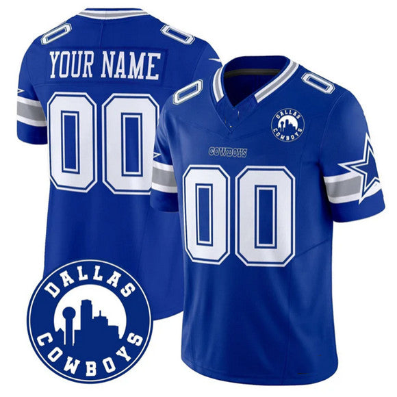 Custom D.Cowboys Active Player Royal 2025 F.U.S.E Dallas City Patch Vapor Untouchable Limited Football Stitched Game Jersey