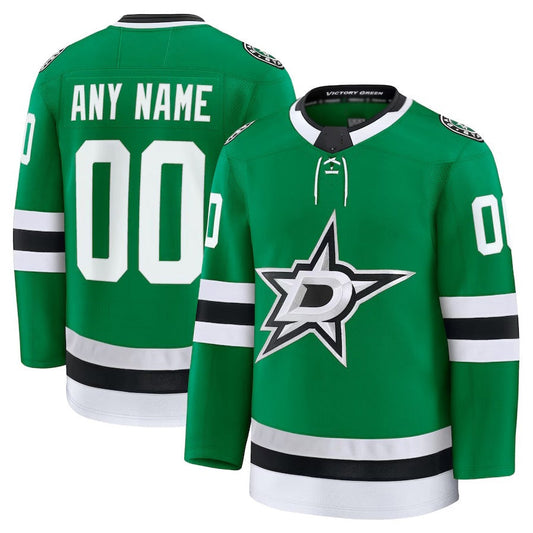 Custom D.Stars Fanatics Home Premium Jersey - Kelly Green Stitched American Hockey Jerseys