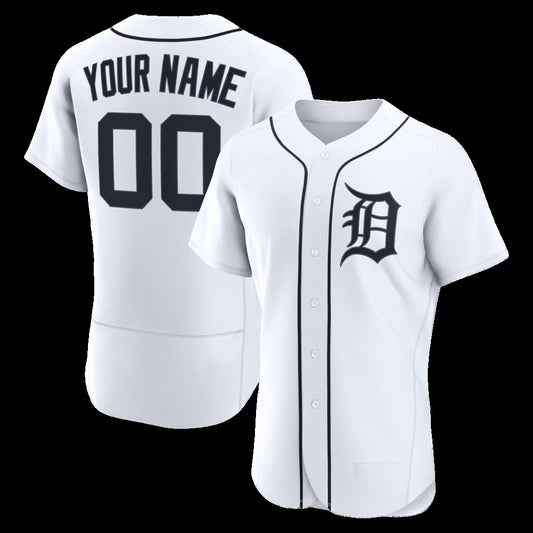Custom Detroit Tigers White Home Authentic Stitched Baseball Jersey