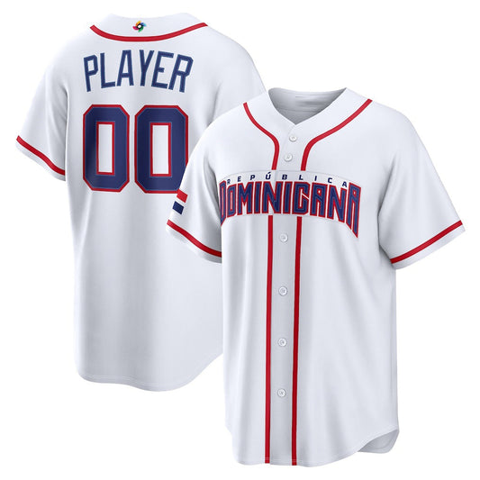 Custom Dominican Republic Baseball 2026 World Baseball Classic Home Pick-A-Player Jersey - White Baseball Jersey Puhics