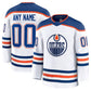 Custom E.Oilers Fanatics Away Premium Jersey - White Stitched American Hockey Jerseys