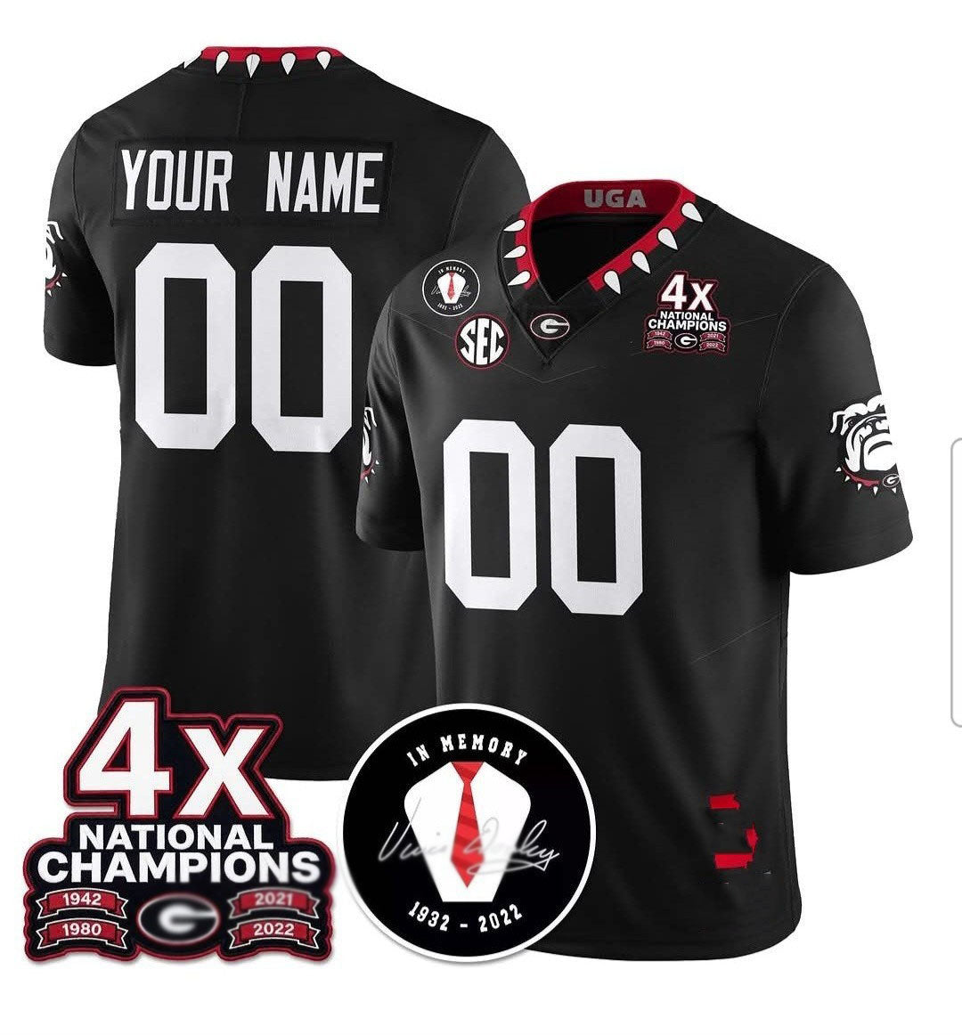 Custom G.Bulldogs Football 4x-Time National Champions Vapor Limited College Jerseys