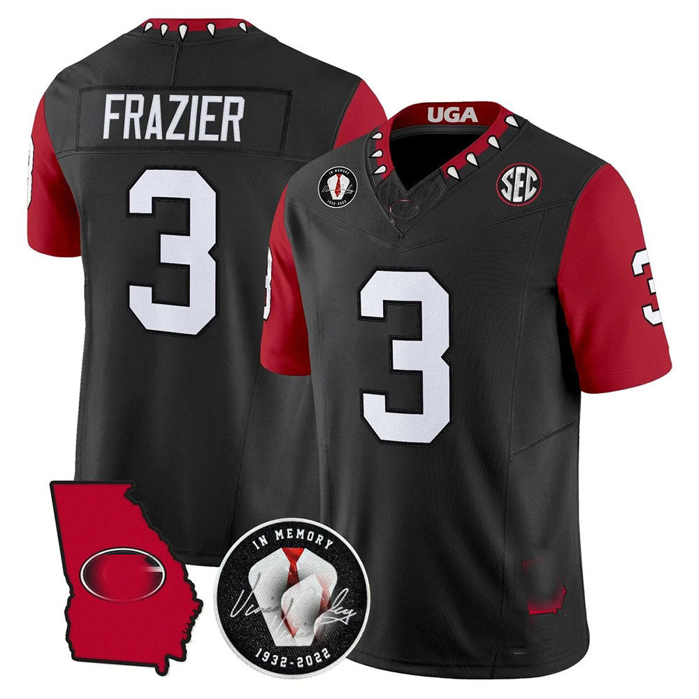 Custom G.Bulldogs #3 Nate Frazier Black Football 4x-Time National Champions Vapor Limited College Jerseys