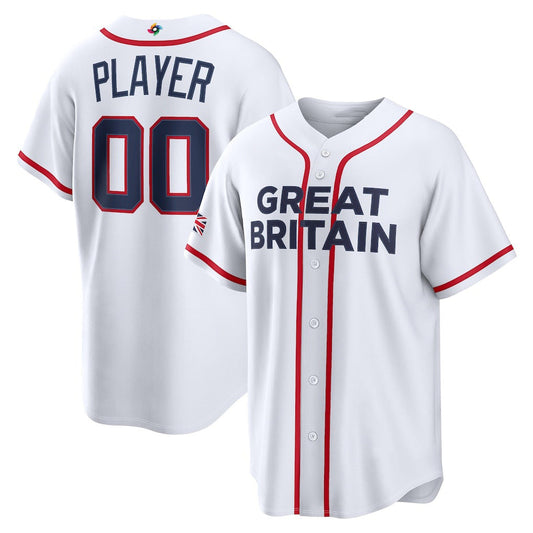 Custom Great Britain Baseball 2026 World Baseball Classic Home Pick-A-Player Jersey - White Jersey - White Baseball Jersey Puhics