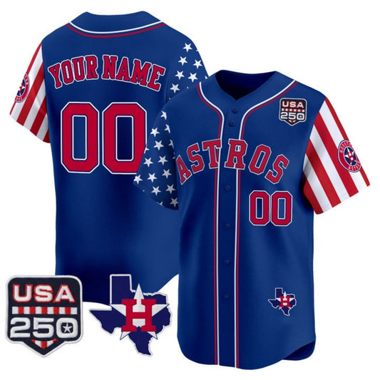Custom Houston Astros America 250 Edition Vapor Premier Limited Royal Stitched Baseball Jersey