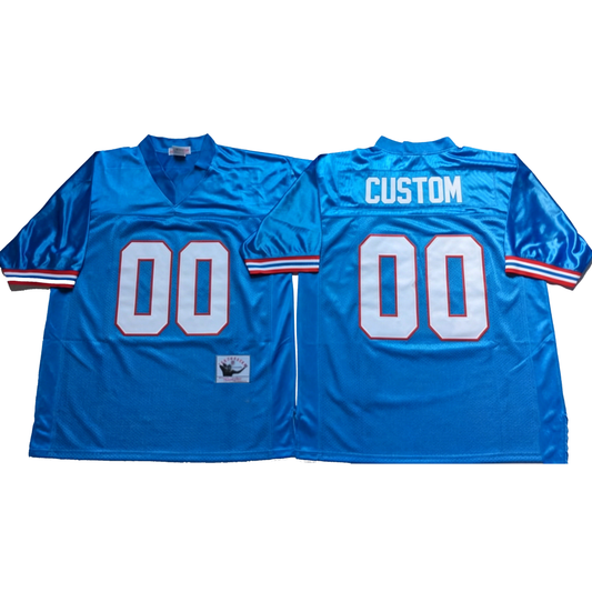Custom Houston Oilers Blue Mitchell & Ness Replica Stitched Football Jerseys