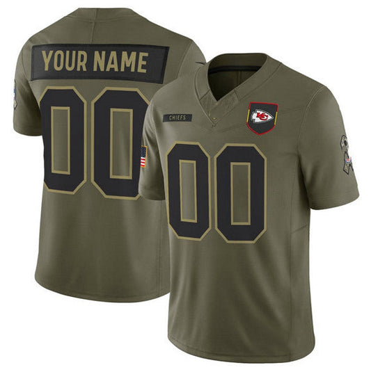 Custom KC.Chiefs Active Player Olive 2025 F.U.S.E. Salute to Service Limited Football Stitched Jersey