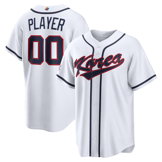 Custom Korea Baseball 2026 World Baseball Classic Home Pick-A-Player Jersey - White Baseball Jersey Puhics