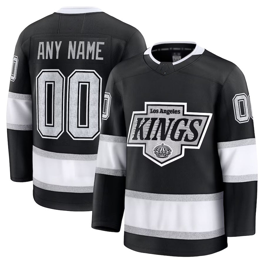 Custom LA.Kings Fanatics Home Premium Jersey - Black Stitched American Hockey Jerseys