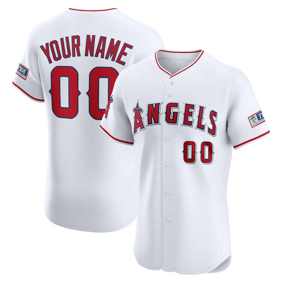 Custom Los Angeles Angels Home Elite Sponsor Patch Jersey – White Stit ...