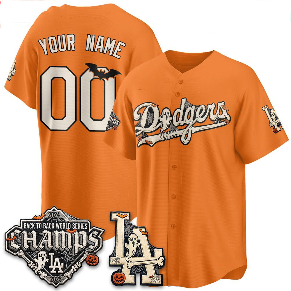 Custom Los Angeles Dodgers Orange Halloween 2026 Baseball Jersey