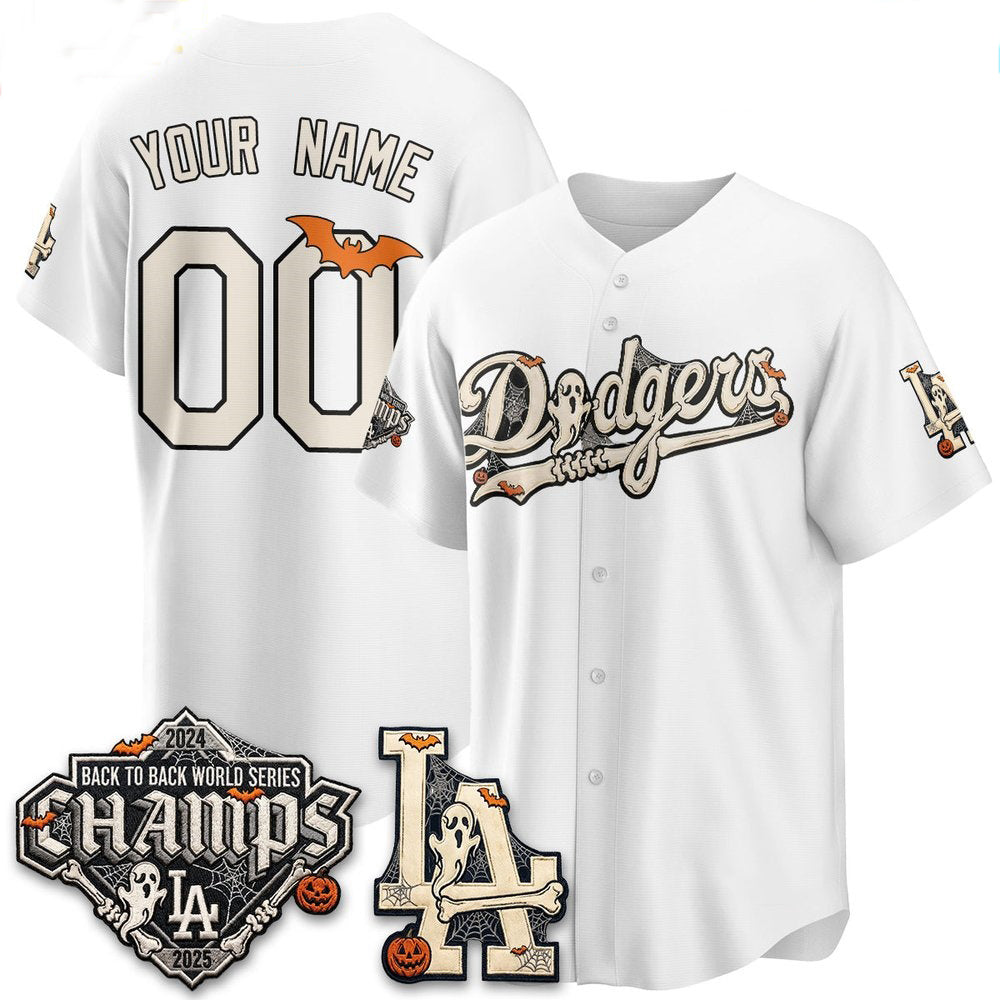 Custom Los Angeles Dodgers White Halloween 2026 Baseball Jersey