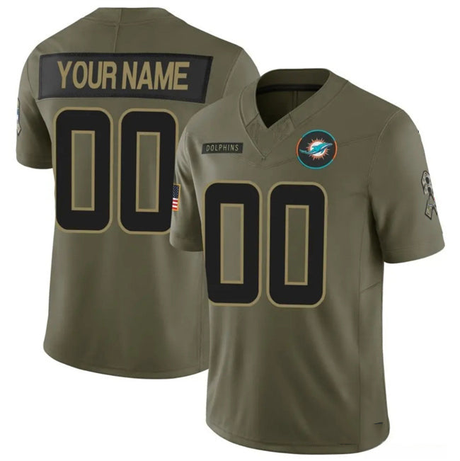 Custom M.Dolphins Active Player Olive 2025 F.U.S.E. Salute to Service Limited Stitched Football Jersey