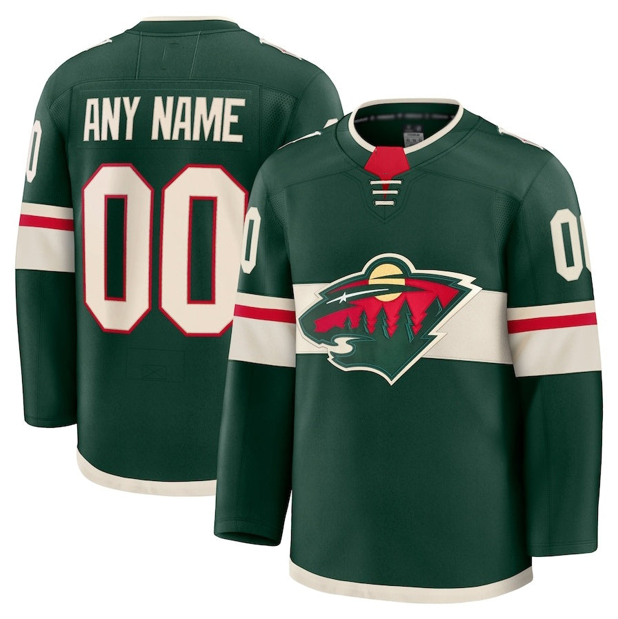 Custom M.Wild Fanatics Home Premium Jersey - Green Stitched American Hockey Jerseys