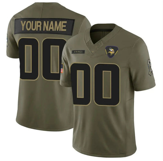 Custom MN.Vikings Active Player Olive 2025 F.U.S.E. Salute to Service Limited Stitched Football Jersey