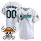 Custom Miami Marlins x One Piece Pinstripe White Vapor Premier Limited Jersey - Stitched Baseball Jersey