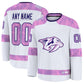 Custom N.Predators Fanatics 2024 Hockey Fights Cancer Practice Jersey - White Stitched American Hockey Jerseys