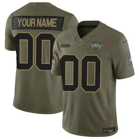 Custom NY.Jets Active Player Olive 2025 F.U.S.E. Salute to Service Limited Stitched Football Jersey