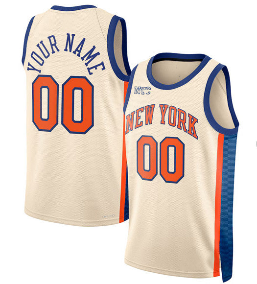 Custom NY.Knicks Active Player Cream 2025-26 City Edition Swingman Stitched Basketball Jersey