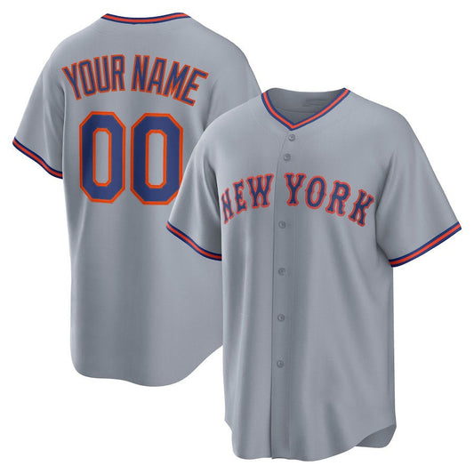 Custom New York Mets Away Jersey4u 2.0 Jersey – Gray Stitched Baseball Jersey