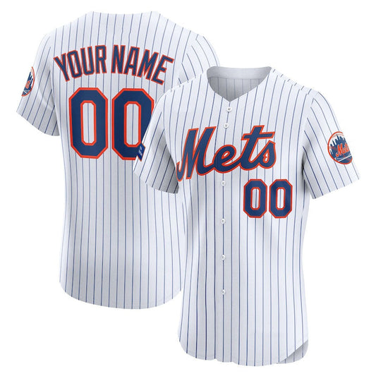 Custom New York Mets Home Elite Sponsor Patch Jersey – White Stitched Baseball Jersey