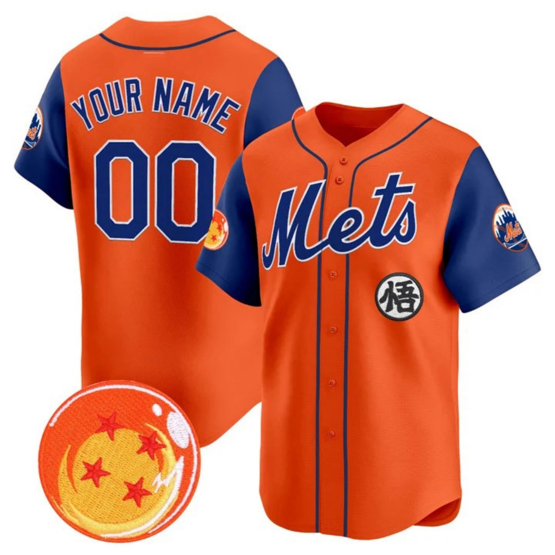 Custom New York Mets x Dragon Ball Royal Orange Vapor Premier Limited Jersey - All Stitched Baseball Jersey
