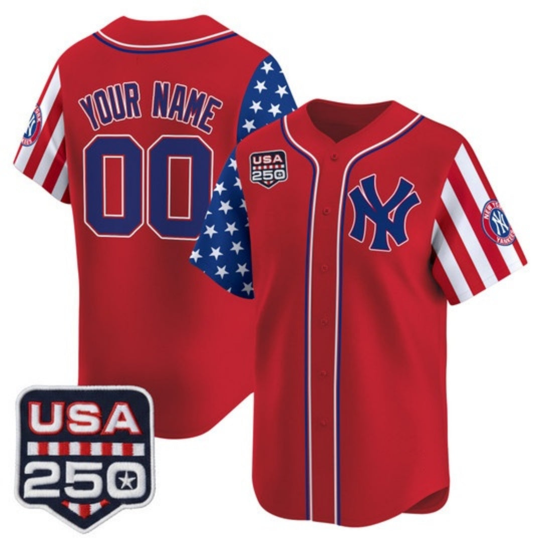 Custom New York Yankees America 250 Edition Vapor Premier Limited Red Stitched Baseball Jersey