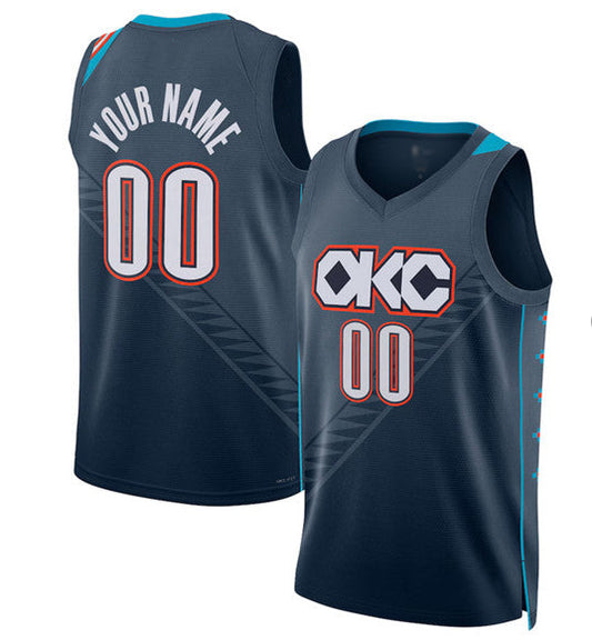 Custom OC.Thunder Active Player Navy 2025-26 City Edition Swingman Stitched Basketball Jersey