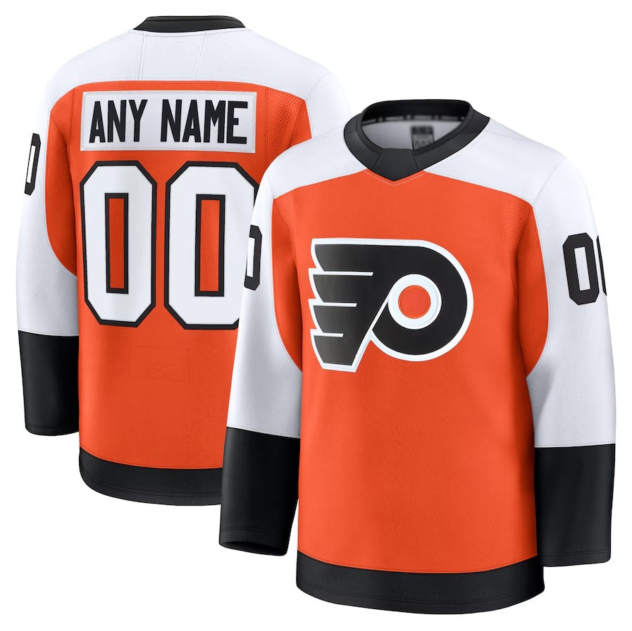 Custom P.Flyers Fanatics Home Premium Jersey - Orange Stitched American Hockey Jerseys