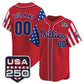 Custom Philadelphia Phillies America 250 Edition Vapor Premier Limited Red Stitched Baseball Jersey