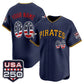 Custom Pittsburgh Pirates Navy USA 250 Fourth of July Vapor Premier Limited Jersey - All Stitched Baseball Jersey