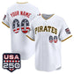 Custom Pittsburgh Pirates White USA 250 Fourth of July Vapor Premier Limited Jersey - All Stitched Baseball Jersey