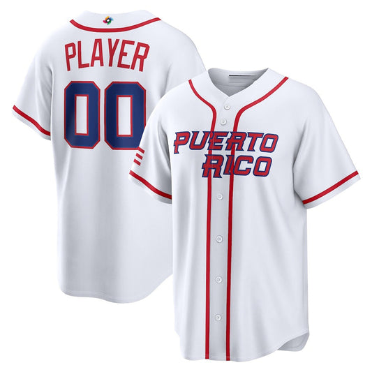 Custom Puerto Rico Baseball 2026 World Baseball Classic Home Pick-A-Player Jersey - White Baseball Jersey Puhics