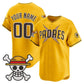 Custom San Diego Padres x One Piece Gold Vapor Premier Limited Jersey - Stitched Baseball Jersey