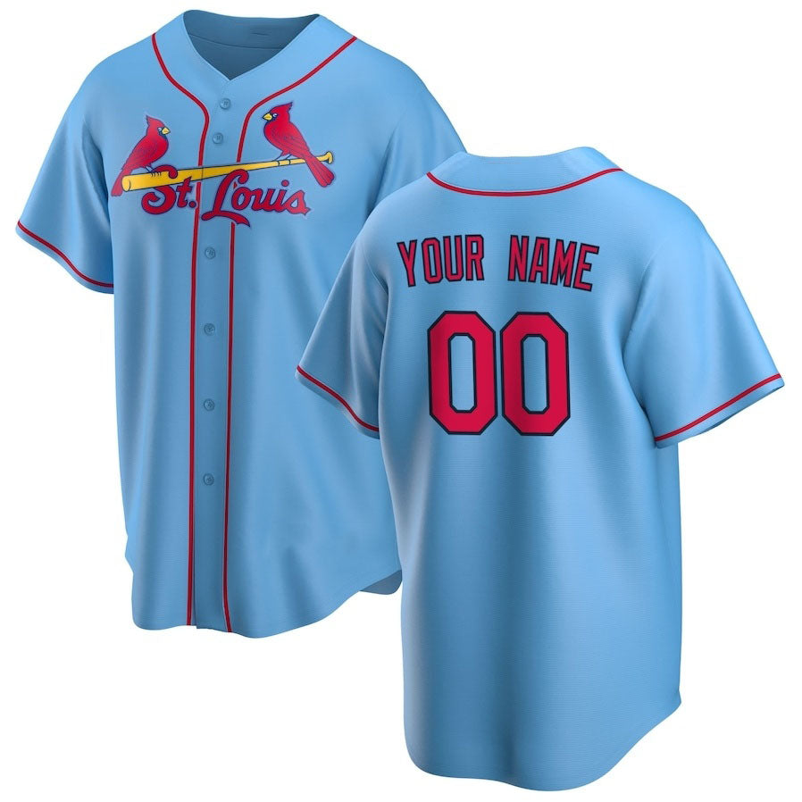 Custom St. Louis Cardinals Alternate Replica Jersey - Light Blue Stitc ...
