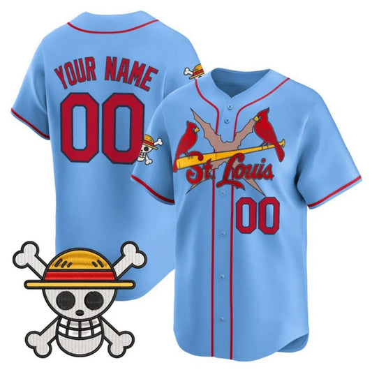 Custom St. Louis Cardinals x One Piece Blue Vapor Premier Limited Jersey - Stitched Baseball Jersey