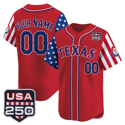 Custom T.Rangers America 250 Edition Vapor Premier Limited Red Stitched Baseball Jersey