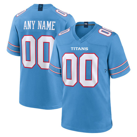 Custom T.Titans Light Blue Game Stitched American Football Jersey