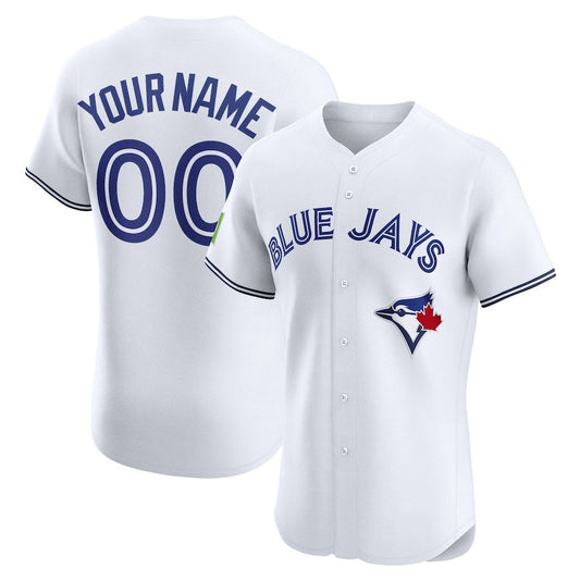 Custom Toronto Blue Jays Home Elite Sponsor Patch Jersey – White Stitched Baseball Jersey