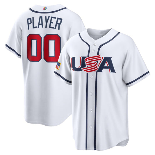 Custom USA Baseball 2026 World Baseball Classic Home Pick-A-Player Jersey - White Baseball Jersey Puhics