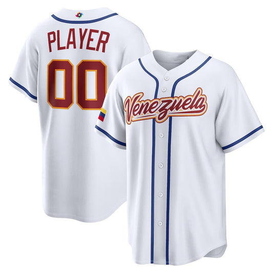 Custom Venezuela Baseball 2026 World Baseball Classic Home Pick-A-Player Jersey - White Baseball Jersey Puhics