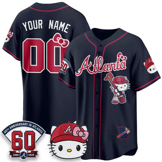 Custom Atlanta Braves Navy Puhics Meow KT 2026 Vapor Limited All Stitched Jersey
