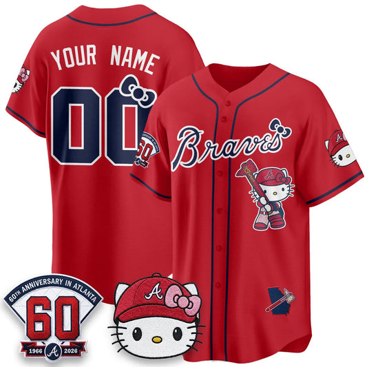 Custom Atlanta Braves Red Puhics Meow KT 2026 Vapor Limited All Stitched Jersey