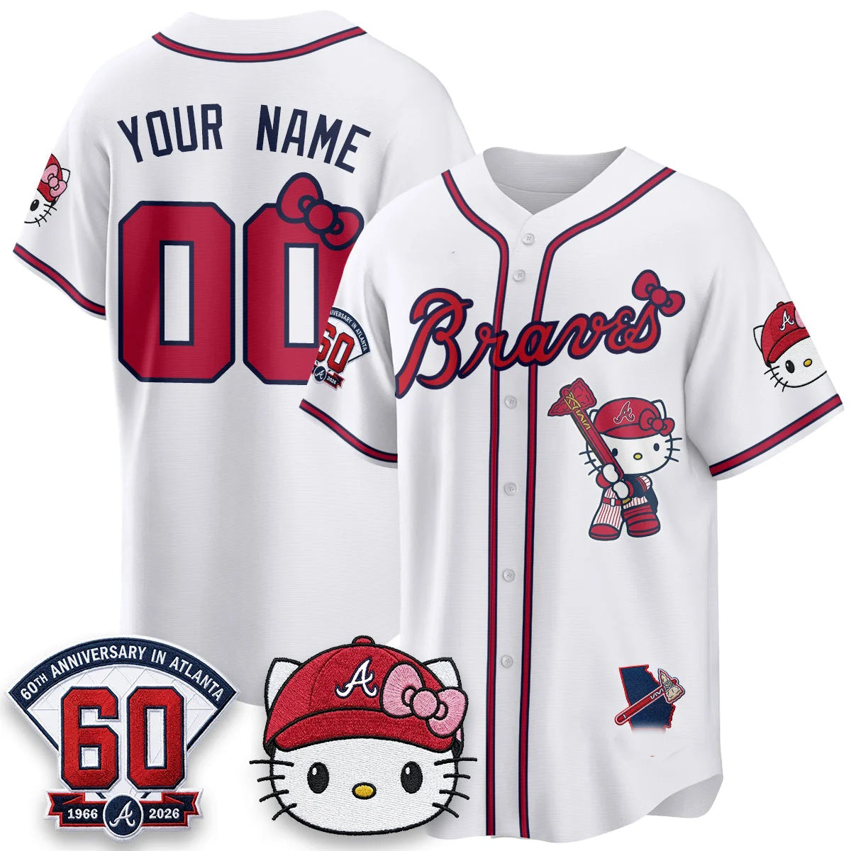 Custom Atlanta Braves White Puhics Meow KT 2026 Vapor Limited All Stitched Jersey