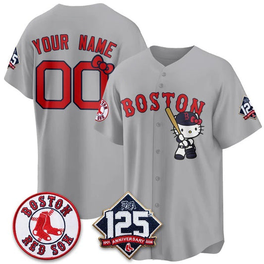 Custom Boston Red Sox Gray Puhics Meow KT Vapor Limited Stitched Jersey